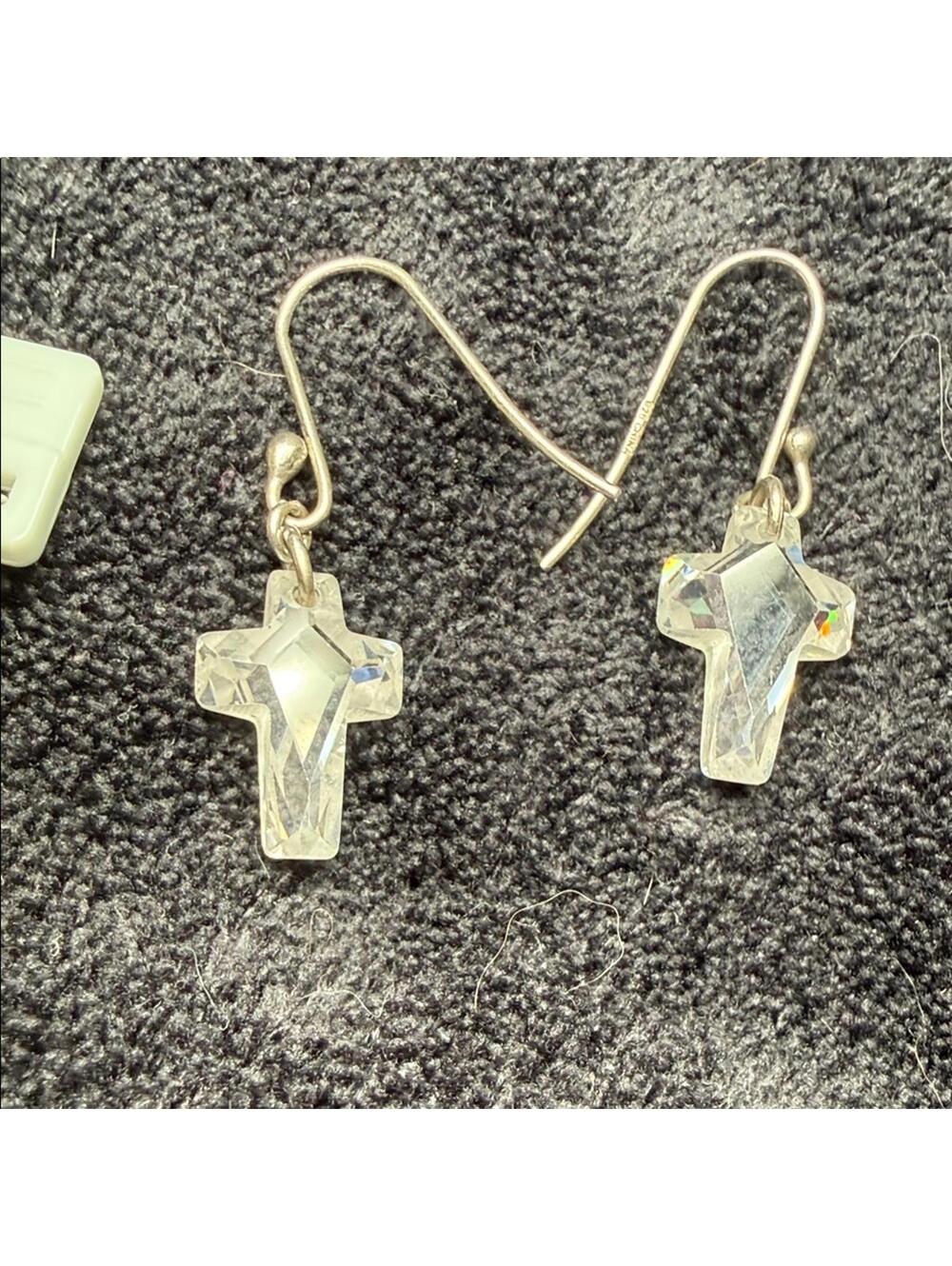 Crystal Cross Dangle Earrings